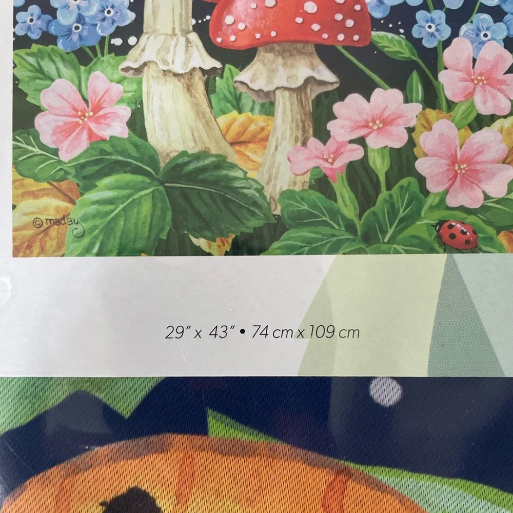 Mushrooms Butterfly Floral Welcome Garden House Flag 29”x43” Decorative
